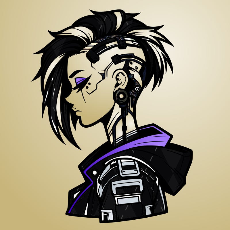 cyber-punk girl with sidecut hair