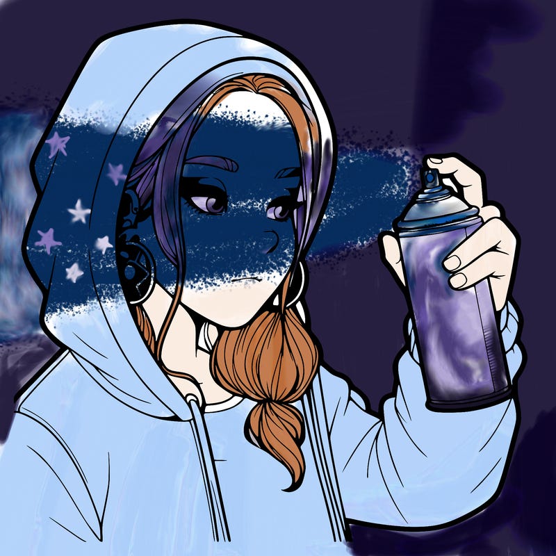 a realistic girl, spray painting