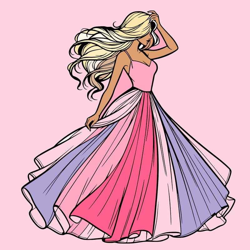 realistic woman with dress flowing in the wind