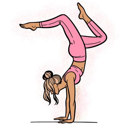 a woman doing a handstand