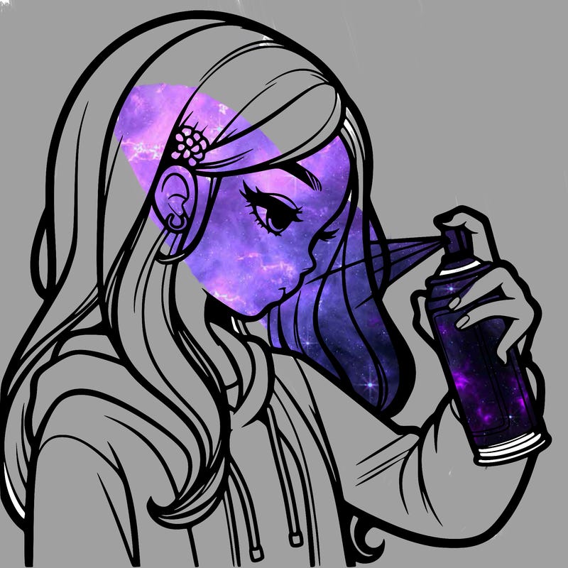 a realistic girl spray painting