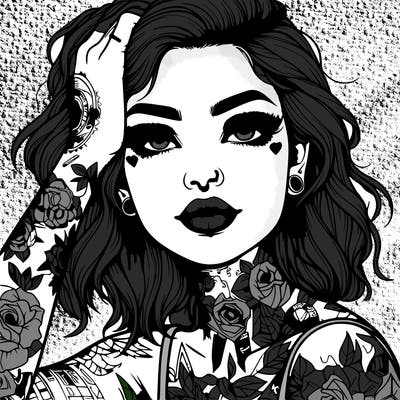 realistic girl with tattoos all over