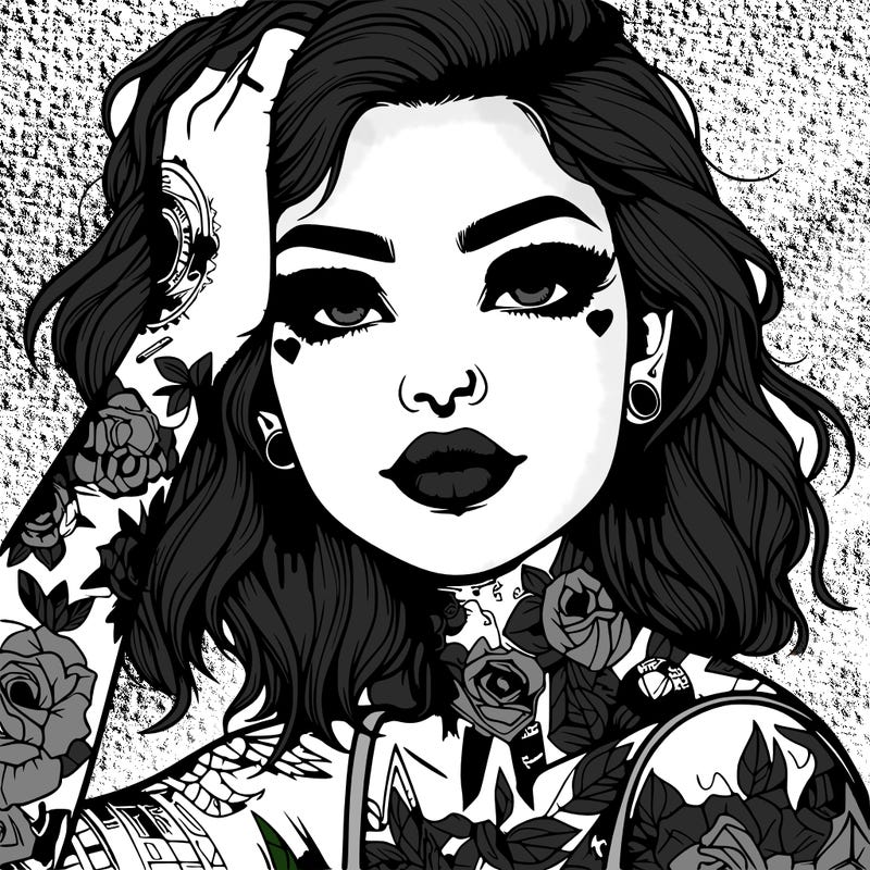 realistic girl with tattoos all over