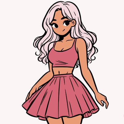 woman in a skirt and crop top