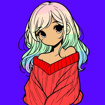 shy pretty girl wearing a sweater that is falling off one shoulder portrait