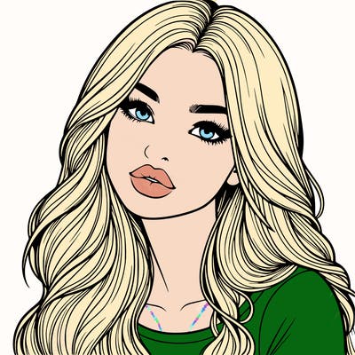 realistic girl with hair on her hair and lips