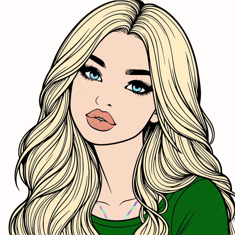 realistic girl with hair on her hair and lips