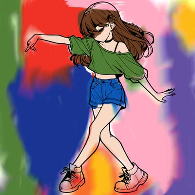 realistic girl danceing