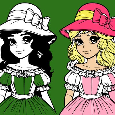 a princess with a hat with a ribbon on it, realistic