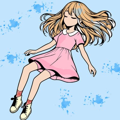 realistic girl floating