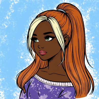 realistic girl with a high ponytail