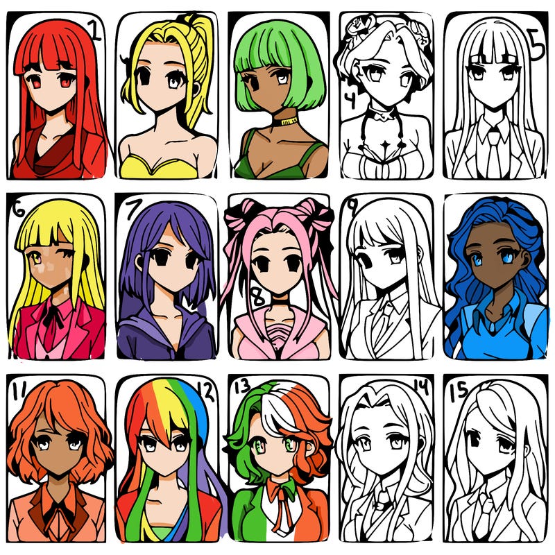 girls that look diffrent anime