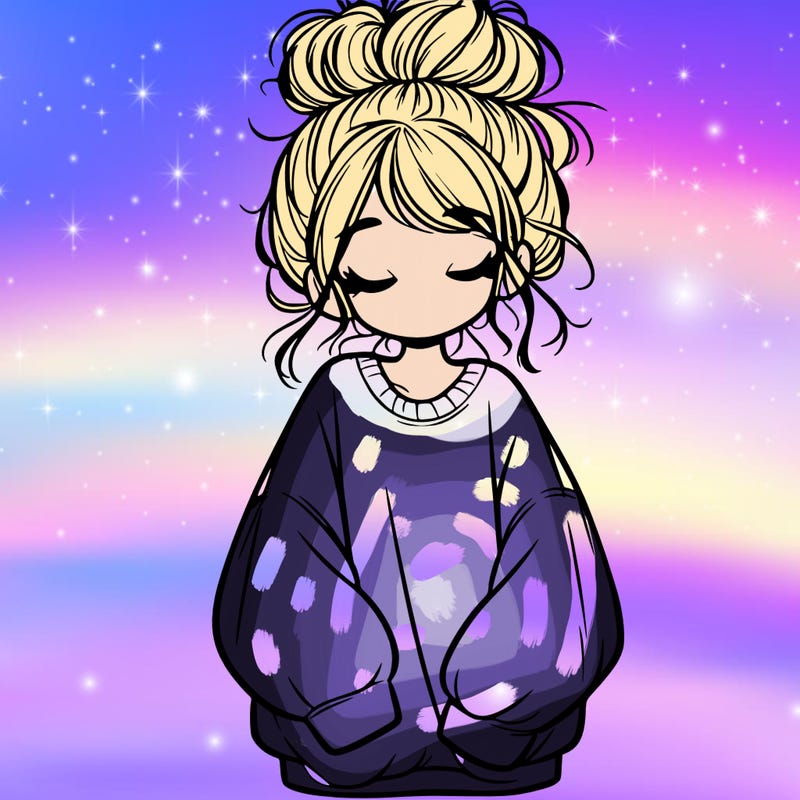 girl with baggy sweatshirt and messy bun