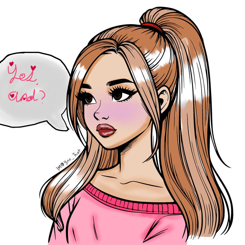 realistic girl with a high ponytail
