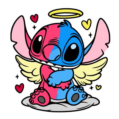 cute stitch hugging angel