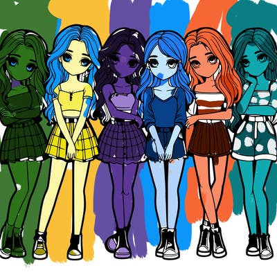 a group of girls realistic