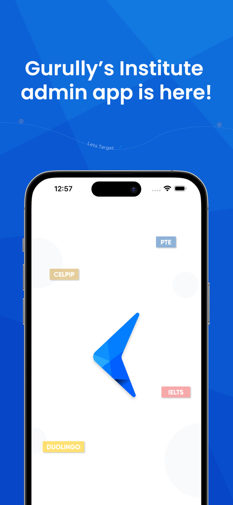 Gurully Institute - Gurully Institute admin app interface featuring PTE IELTS CELPIP and Duolingo management categories