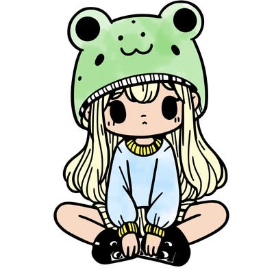 a girl wearing a frog hat and some frog socks