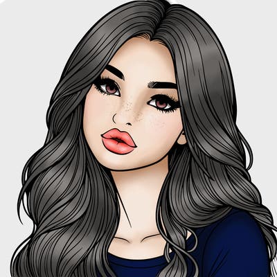 realistic girl with hair on her hair and lips