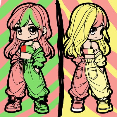 girl in crop top and baggy pants