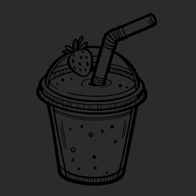 a smoothie in a cup with a straw.