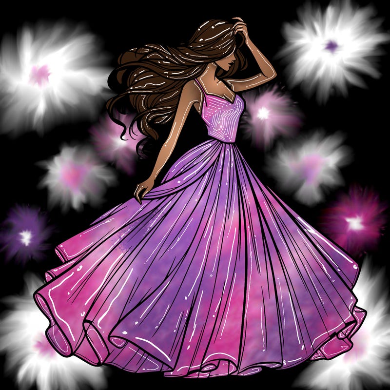 realistic woman with dress flowing in the wind