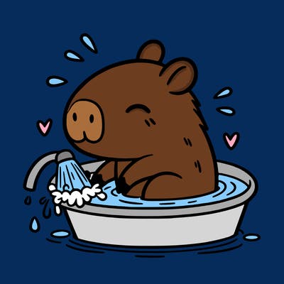capybara taking a bath