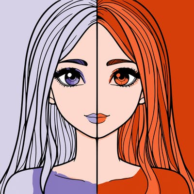 a split realistic girl