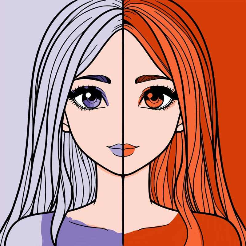 a split realistic girl