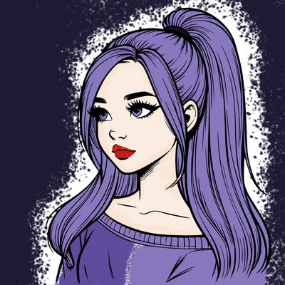 realistic girl with a high ponytail