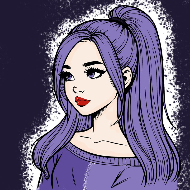 realistic girl with a high ponytail