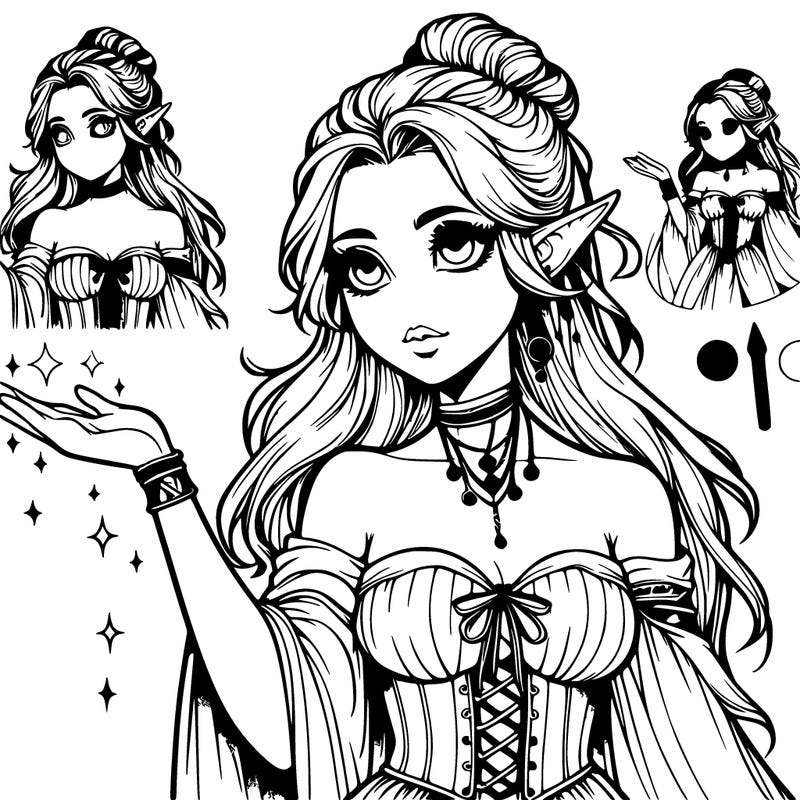 realistic elf girl with magic