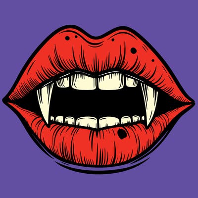 lips with vampire teeth