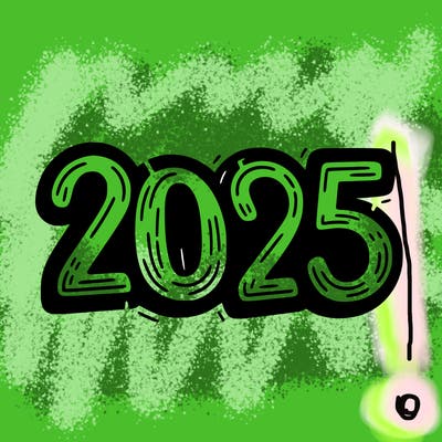 one line scrawled numbers sketch design “2025”