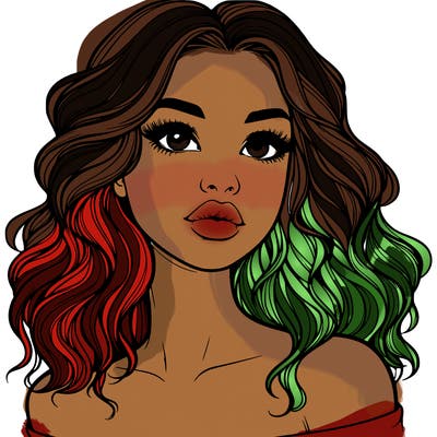 realistic girl with wavy hair and lips