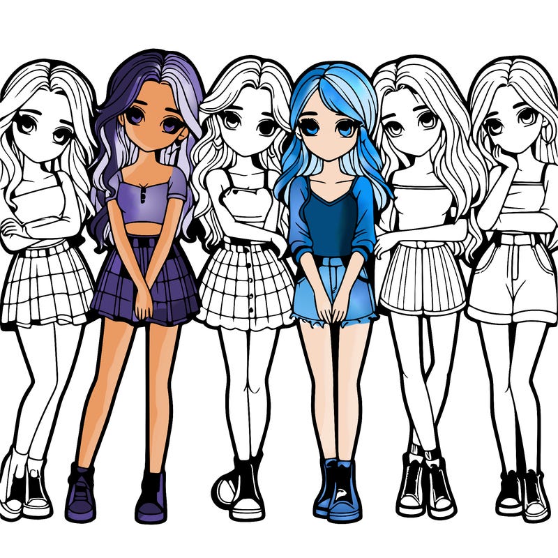 a group of girls realistic