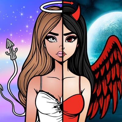 devil vs angel realistic girl