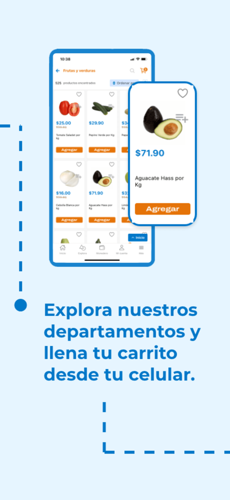 Chedraui - Tienda en línea - Interfaz de la aplicación móvil Chedraui para compras de comestibles en línea con frutas y verduras