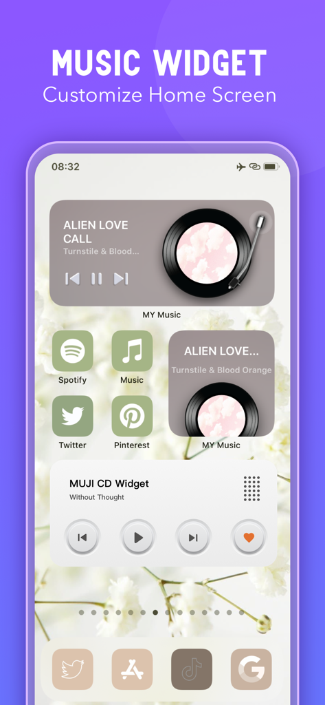 Muwi: Music Widget - Aesthetic iPhone home screen with Muwi retro vinyl music widgets