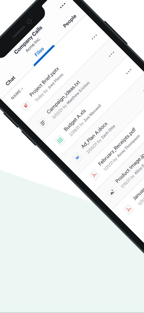SpiderOak CrossClave - SpiderOak CrossClave app showing a list of secure company files and documents