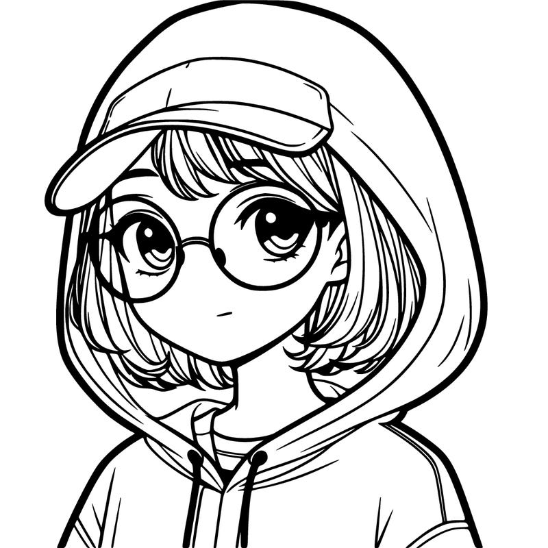 girl with short hair glasses and a hoodie
