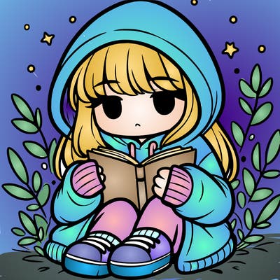 girl in oversized hoodie reading a book