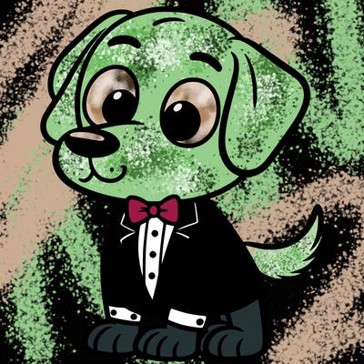 a dog wearing a tuxedo