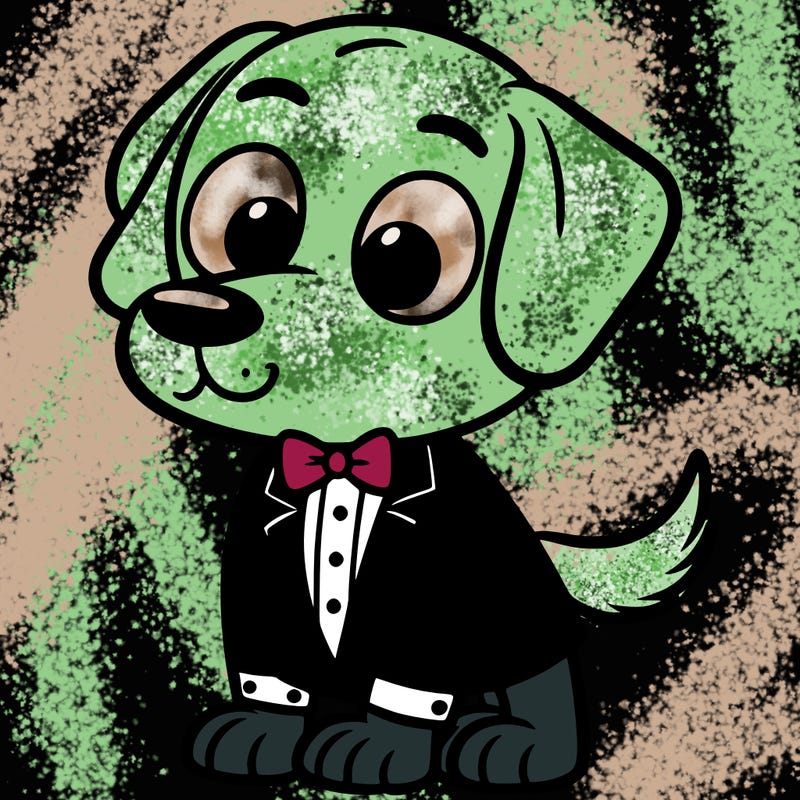 a dog wearing a tuxedo