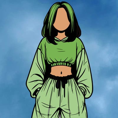 realistic girl faceless with baggy pants and a crop top