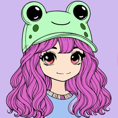 realistic girl in a frog hat