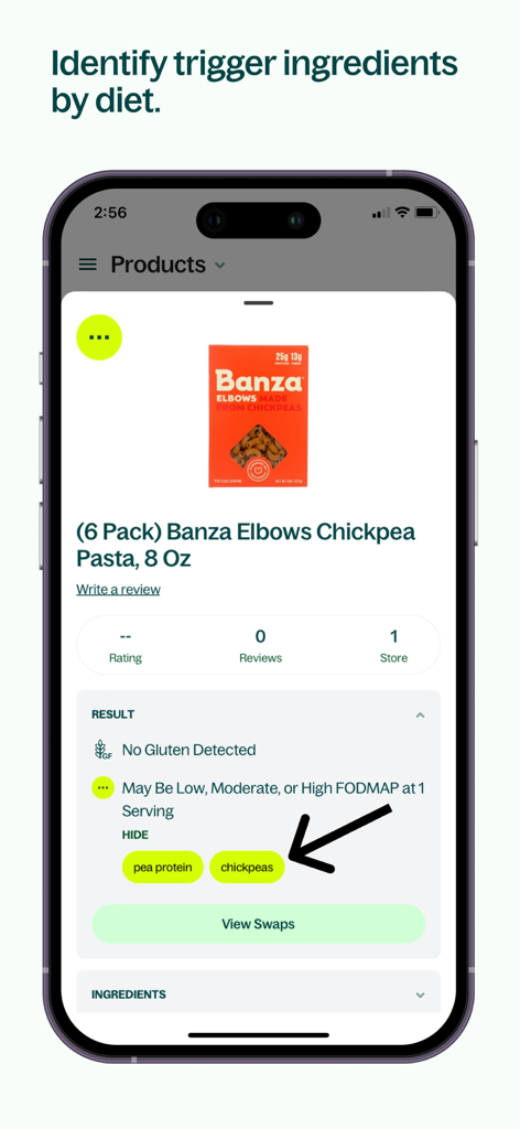 Spoonful: Food Scanner - Spoonful app screen showing dietary trigger ingredients for a specific food product
