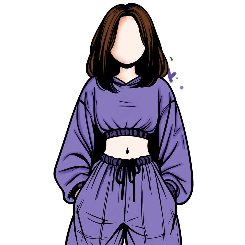 realistic girl faceless with baggy pants and a crop top
