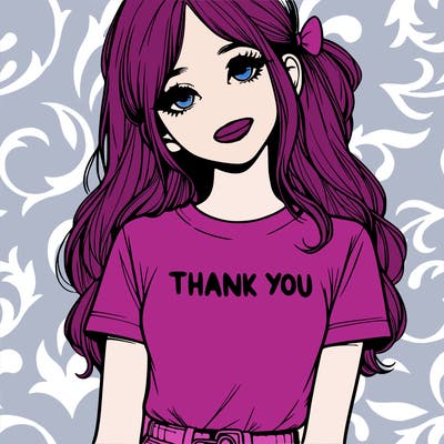 pretty realistic girl with thank you t-shirt