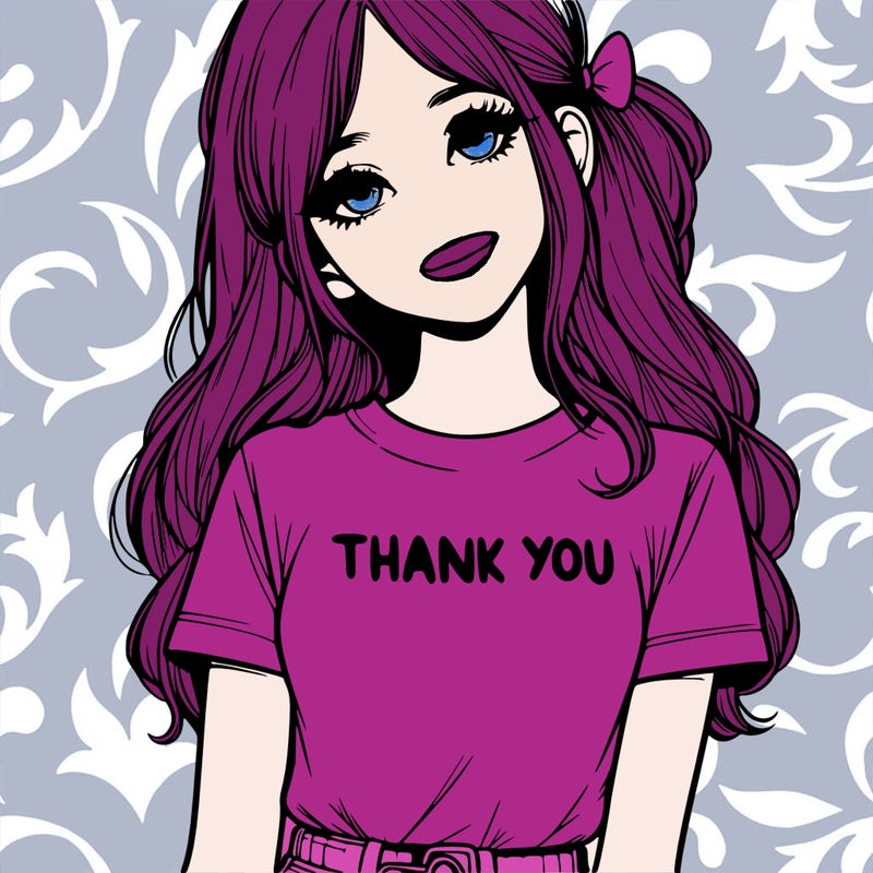 pretty realistic girl with thank you t-shirt